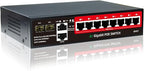 STEAMEMO 8-Port Gigabit PoE Switch | 2×Gigabit Uplinks + 2×1.25G SFP, AI VLAN by STEAMEMO