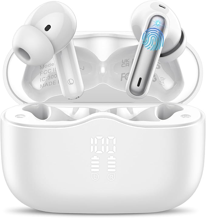 Wireless Earbuds, New Wireless Earphones HiFi Stereo Deep Bass 40H Playtime by XINWLD