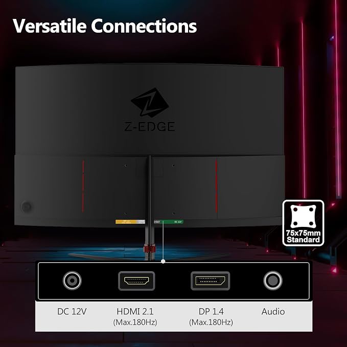 Z-Edge UG24 24-inch Curved Gaming Monitor 180Hz Refresh Rate, 1ms MPRT - Image 5