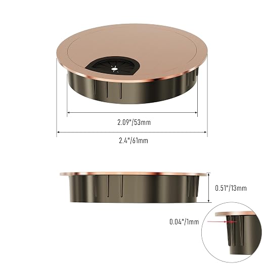 2 Pack Desk Grommet 2-1/8 Inch 53mm, Zinc Alloy Computer Desk Wire Hole Cover - Image 2