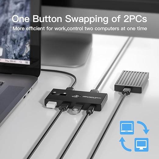 USB C Switch&USB A Switch 2 in 1, USB switcher 2 Computers Sharing USB C & A - Image 5