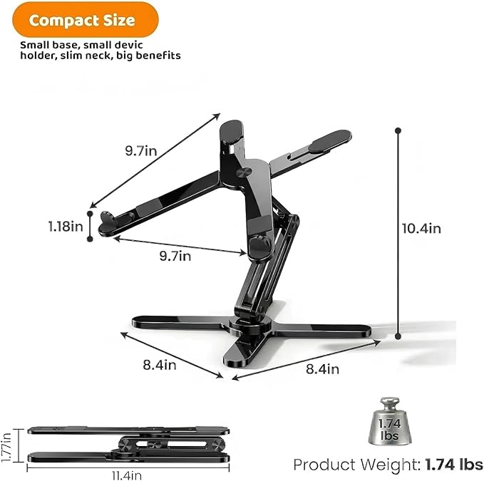 Moallia N86 360 Rotating Laptop Stand, Adjustable Height & Angle, Ergonomic - Image 5