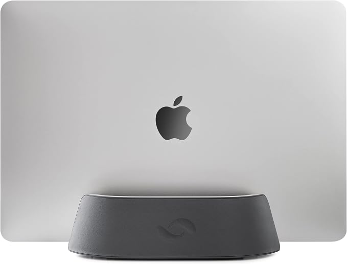 HumanCentric Vertical Laptop Stand in Vegan Black Leather, Upright Adjustable - Image 8