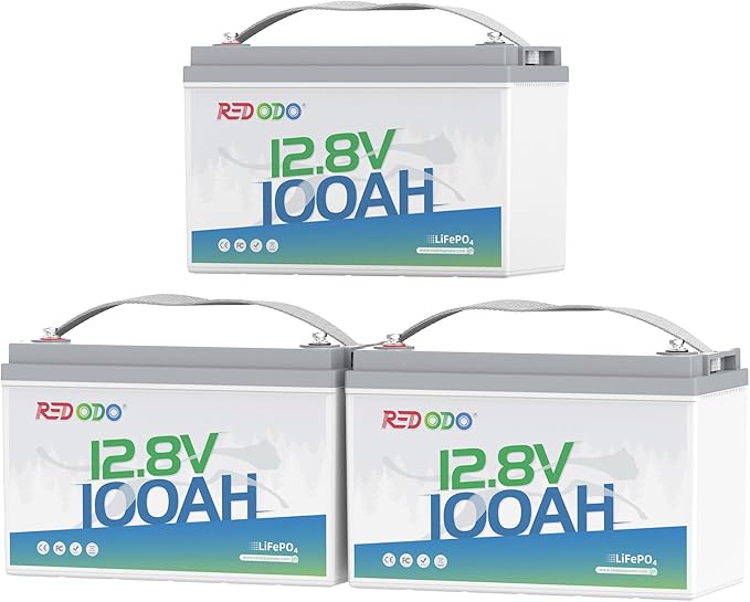 Redodo 3 Pack 12V 100Ah Lithium LiFePO4 Battery, Group 31 Battery Built in 100A by PrimeDayRedodoSaveup55