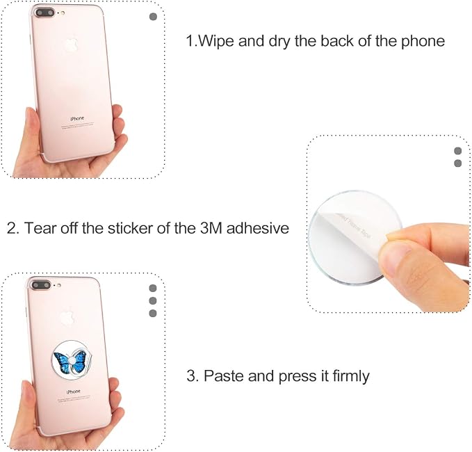 Bonoma Finger Ring Stand, 3 Pack Butterfly 360 Degree Rotation Phone Ring Stand - Image 6