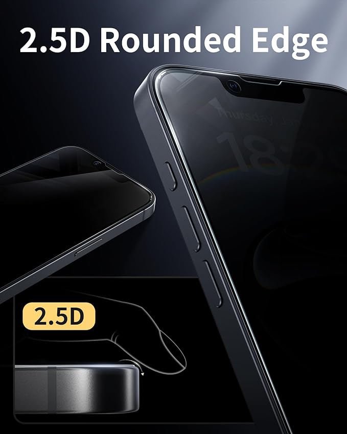 NIMASO for iPhone 16e/13 Pro/13/14 Screen Protector, 2 Pack Privacy Tempered - Image 4