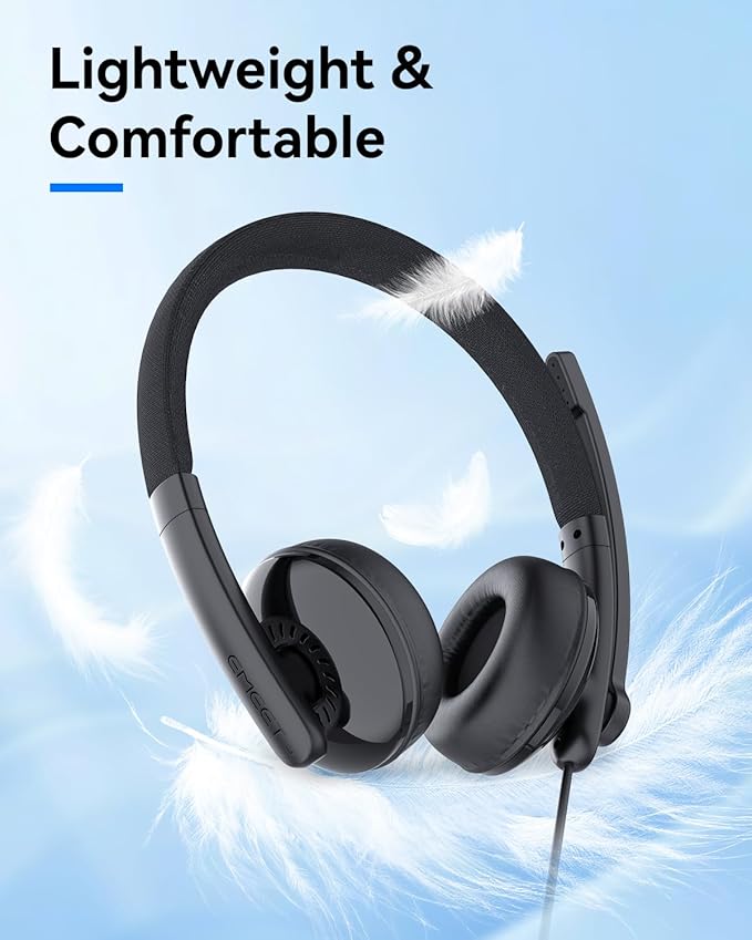 EMEET HS50 Wired Headset with Mic, On-Ear Computer Headphones with Noise - Image 2