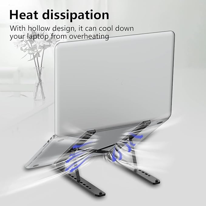 Laptop Stand for Desk, Adjustable Laptop Riser ABS+Silicone Foldable Portable - Image 7
