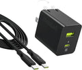 35W USB C Charger with 60W Type C Cable, 2 Ports GaN Fast Wall Charger Block by Omnibar