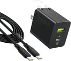 35W USB C Charger with 60W Type C Cable, 2 Ports GaN Fast Wall Charger Block by Omnibar
