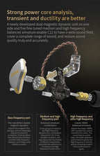 CCA C12 in Ear Monitor Headphones 5BA 1DD Hybrid HiFi IEM Earphones Noise - Image 3