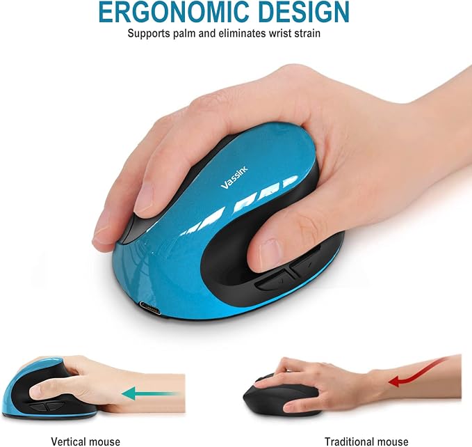 Vassink Ergonomic Mouse, Rechargeable Wireless Mouse Right Handed Small Mouse - Image 6