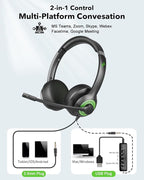 USB Headset with Mic for PC, On-Ear Computer Laptop Headphones with Noise - Image 5