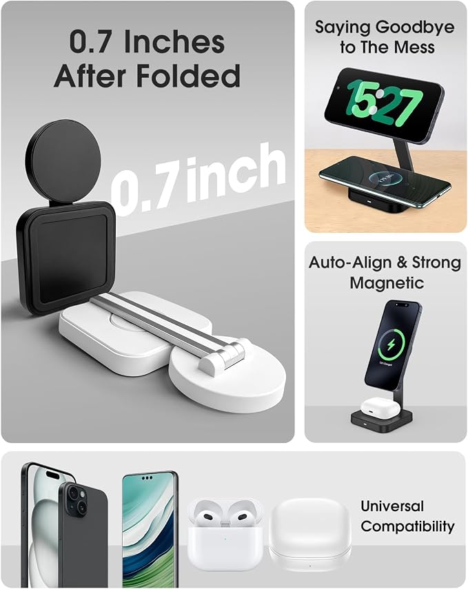 Magnetic Charging Station for iPhone 16 15 14 13 12 Series, Foldable Wireless - Image 2