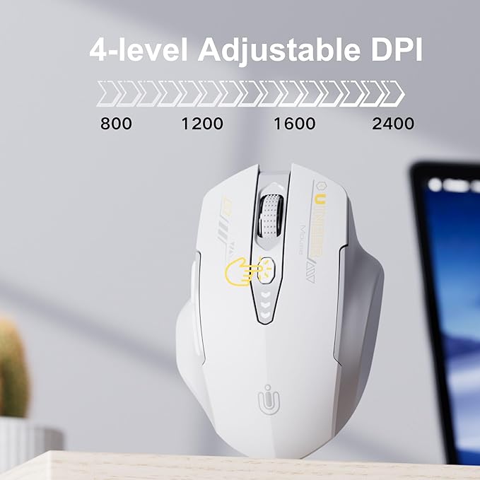 Wireless Mouse, Rechargeable 2.4GHz Ergonomic Computer Mouse, 4 Levels DPI - Image 4
