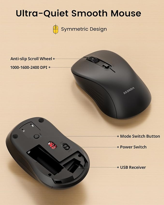 seenda Bluetooth Keyboard and Mouse, COE200 USB + Bluetooth Multi Device - Image 6