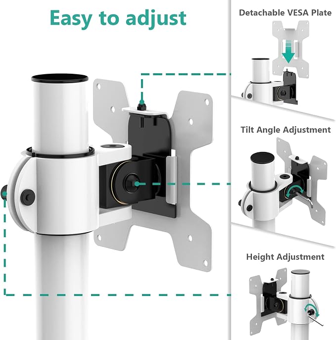 WALI Single Monitor Mount for 1 Computer Screen up to 32 inch, Fully Adjustable - Image 5