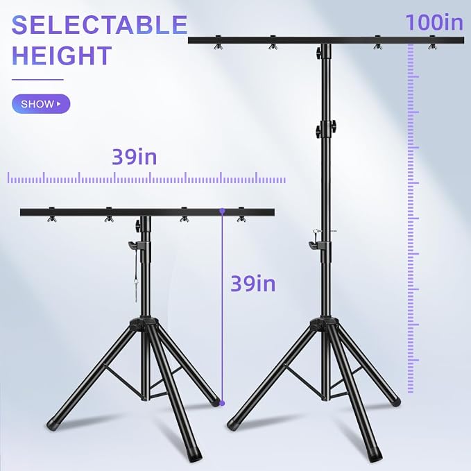 DJ Light Stand Heavy Duty Par Can Tripod T-Bar Stage Lights Stand Adjustable - Image 2