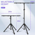 DJ Light Stand Heavy Duty Par Can Tripod T-Bar Stage Lights Stand Adjustable - Image 2