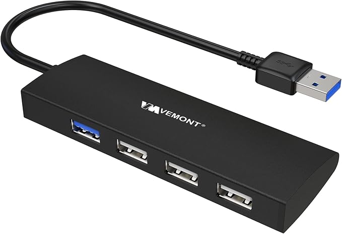 USB Hub, VEMONT 4-Port USB 3.0/2.0 HUB, Ultra Slim Portable High-Speed USB by VEMONT