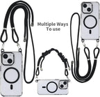 for iPhone 15 Case with 62.99 inch Lanyard, Classic Clear&Black Magnetic Phone - Image 2