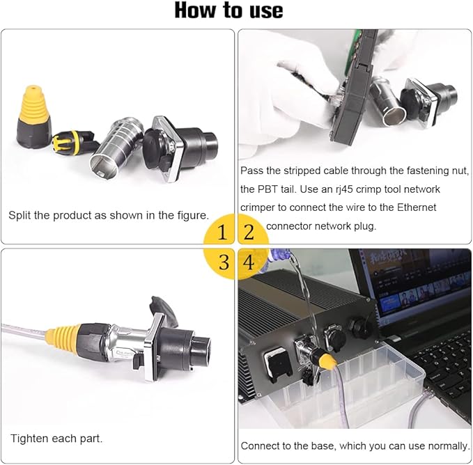 RJ45 Connector, Waterproof Metal Ethernet Cable Connector, Aviation Dual Port - Image 3