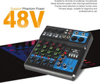 Mini audio DJ mixer Sound Board Console System, 5 Channel 48V Phantom Power - Image 5