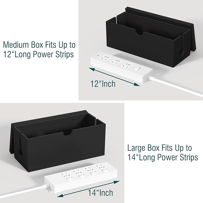 Bamboo Cable Management Box, Large Cord Organizer Box Cable Box to Hide Wires & - Image 4