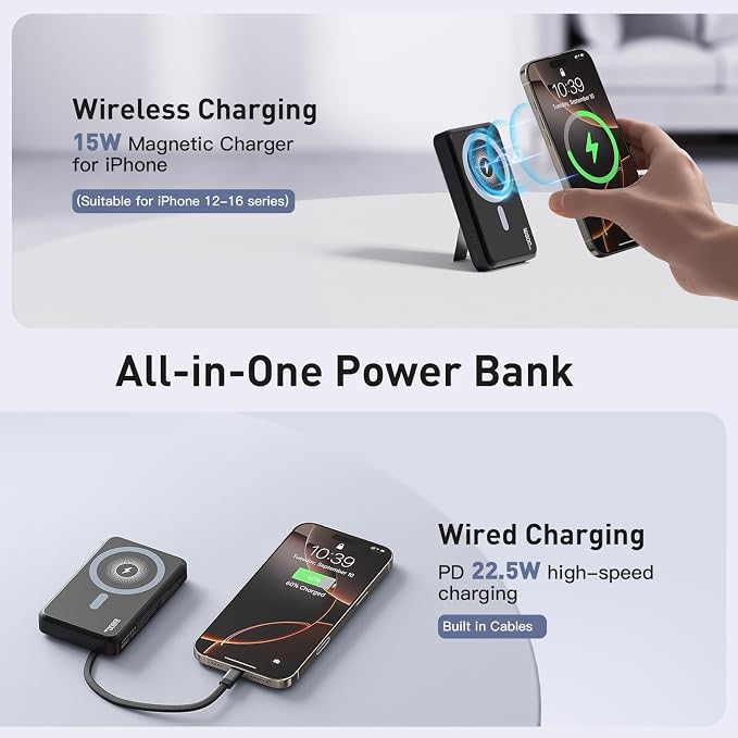 2025 Latest Magnetic Wireless Power Bank, 16800mAh Portable Charger - Image 4