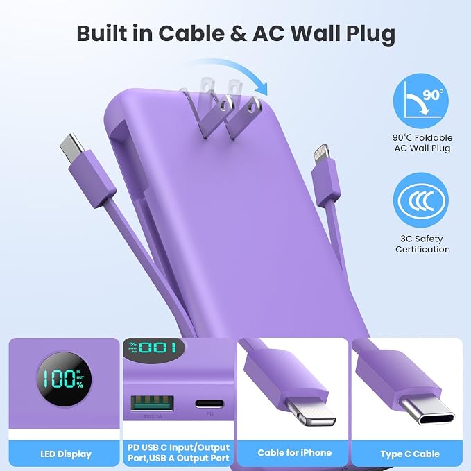 Portable Charger 13800mAh Slim USB C Power Bank - Image 2