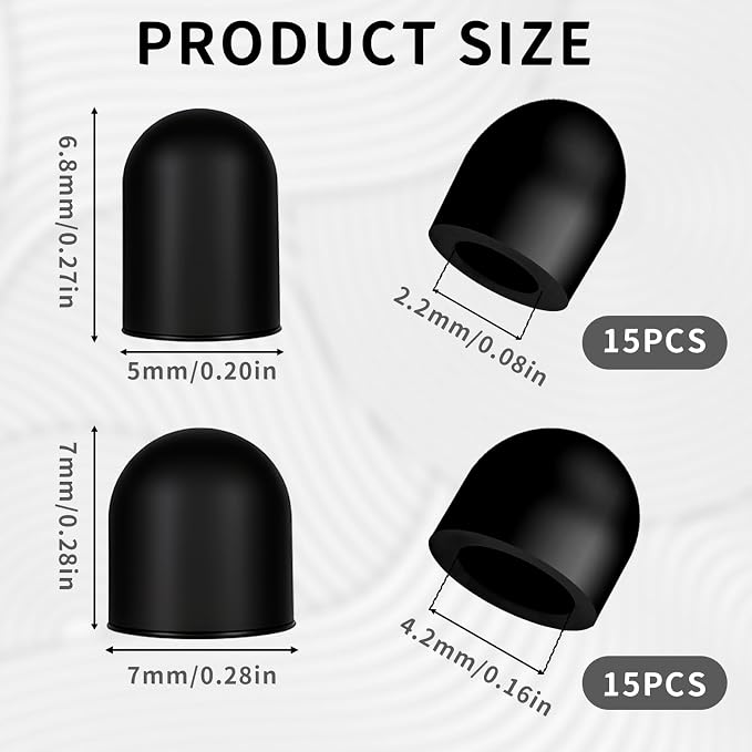 30PCS Rubber Tips for Stylus Pens, 2 Size 0.2'' & 0.28'' Replacement Nibs for - Image 2