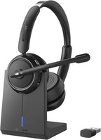 Wireless Headset with Mic for Work, Wireless Headphones with USB Dongle & by SKYCOMET