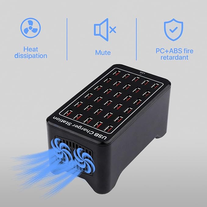 30 Port USB Charger, 150W/30A USB Smart Charger, 30-in-1 Desktop Charging hub - Image 4