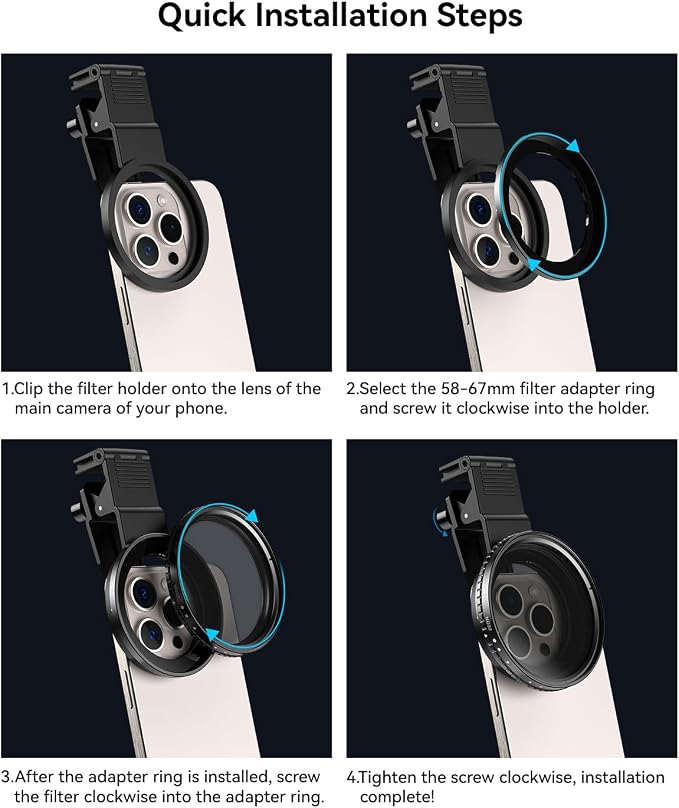 67mm Variable ND2-400 Filter for iPhone/DSLR - Image 7