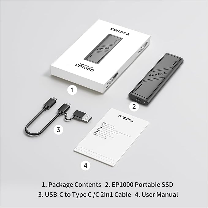 Ediloca EP1000 External Hard Drive 1TB, Portable Ssd, External Solid State - Image 8