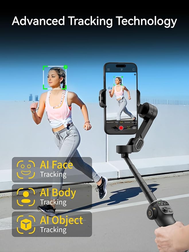 Gimbal Stabilizer for iPhone, 3-Axis iPhone Gimbal Built in 7.8' Extension Rod - Image 3