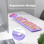 KNOWSQT Wireless Keyboard and Mouse Combo, Pale Purple Full-Sized 2.4G Silent - Image 7