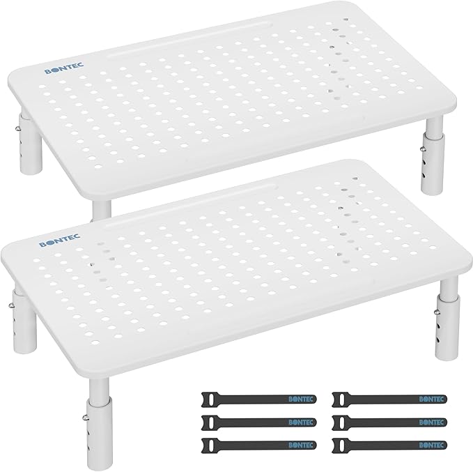 BONTEC Monitor Stand 2 Pack Height Adjustable Metal Riser by BONTEC