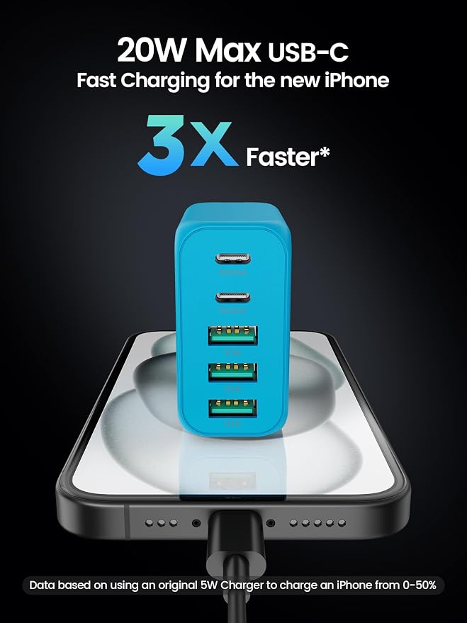 USB C Charger Block, Type C Charger Fast Charging, 50W 5-Port USB Wall Charger - Image 2