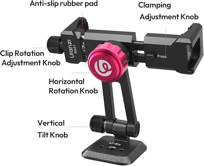 ULANZI MA51 Metal Phone Tripod Mount, Phone Clamp - Image 7