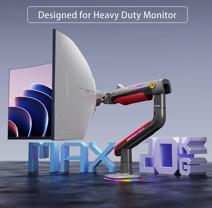 RGB Gaming Monitor-Arm for Flat/Ultrawide/Curved Monitors 32 to 60 inch - Image 8