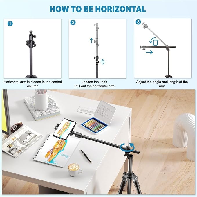 Phone Tripod, Arsoer 67" Adjustable Height Tripod - Image 2