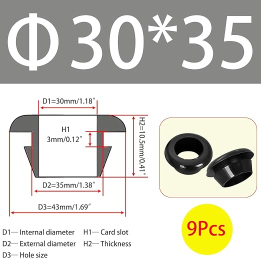 Qrity 9 PCS Rubber Grommets Cable Railing, Car Grommet, Cable Railing - Image 2