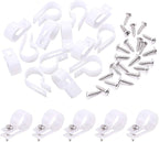 Swpeet 120 Pack White 3/4 Inch Nylon Plastic R-Type Cable Clips Clamp Kit by Swpeet
