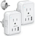 2 Pack Type E F Plug Adapter, VINTAR Germany France Travel Plug Adapter by VINTAR