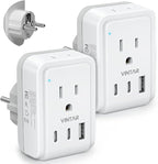 2 Pack Type E F Plug Adapter, VINTAR Germany France Travel Plug Adapter by VINTAR