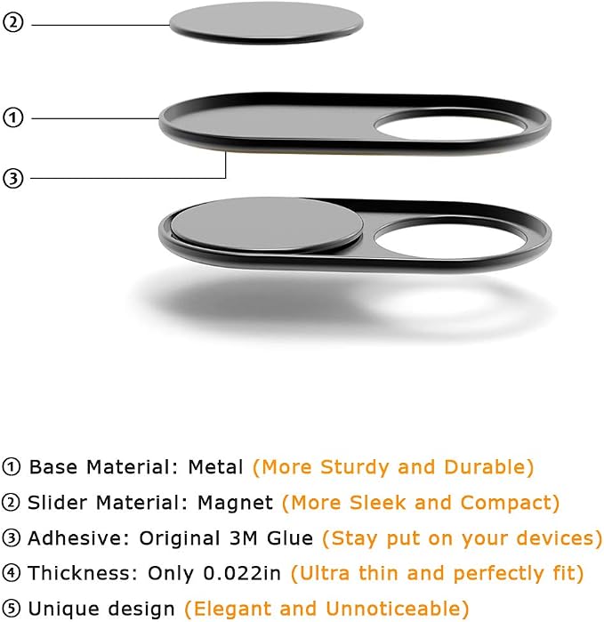 Webcam Cover Slide 0.027in Ultra Thin Metal Magnet Web Camera Cover - Image 2