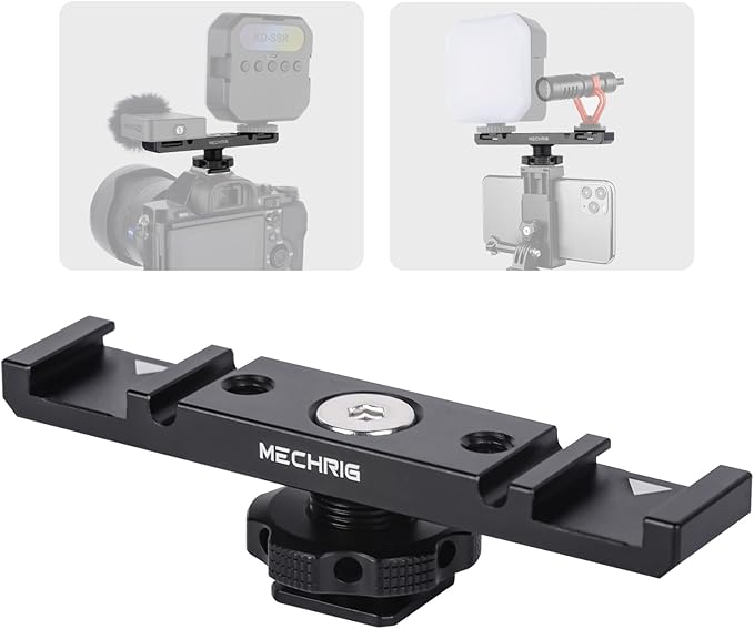 Dual Cold Shoe Extension Bar Mount, Aluminum Dual Hot Shoe Mount Bracket by Mechrig