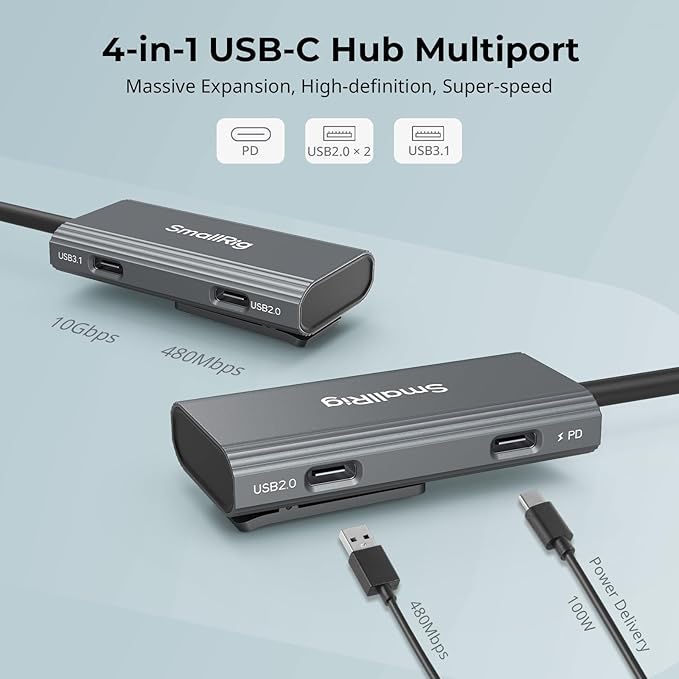 SmallRig 4-in-1 USB-C Hub with a Cold Shoe Mount - Image 2