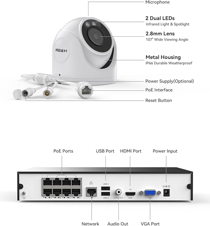 H.VIEW 8CH 4K CCTV Camera Security System, 4TB HDD, Trigger Color Night Vision - Image 9